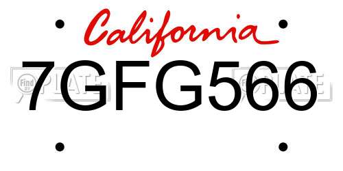 7GFG566 California License Plate