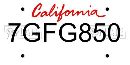 7GFG850 California License Plate