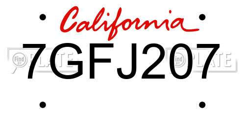 7GFJ207 California License Plate