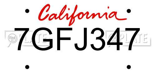 7GFJ347 California License Plate