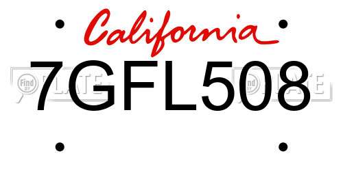 7GFL508 California License Plate
