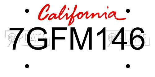 7GFM146 California License Plate