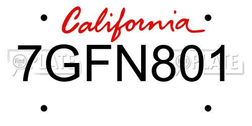 7GFN801 California License Plate