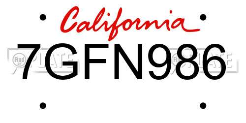 7GFN986 California License Plate