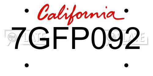 7GFP092 California License Plate