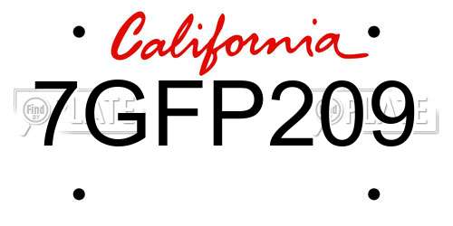 7GFP209 California License Plate