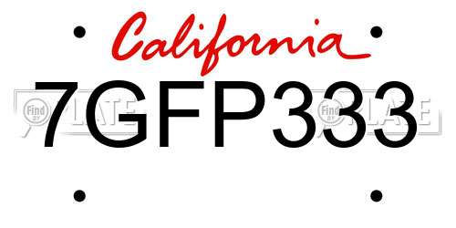7GFP333 California License Plate