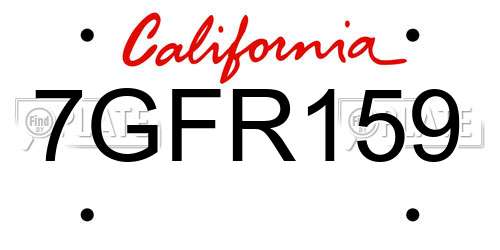 7GFR159 California License Plate