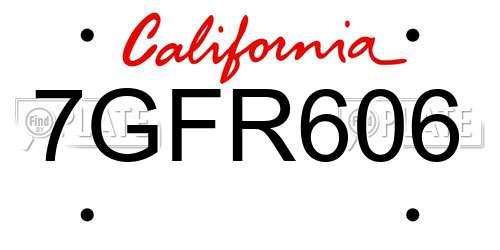 7GFR606 California License Plate