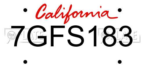 7GFS183 California License Plate