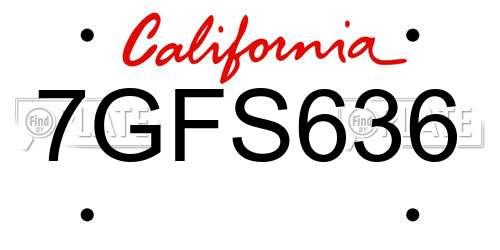 7GFS636 California License Plate