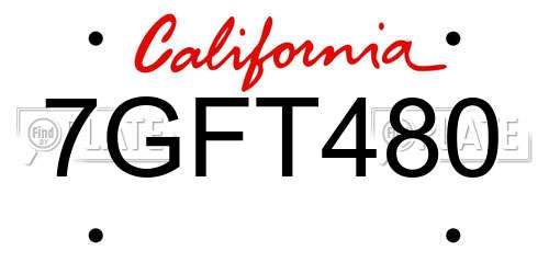 7GFT480 California License Plate