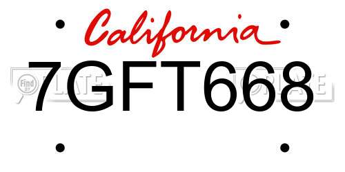 7GFT668 California License Plate