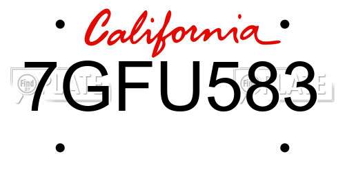 7GFU583 California License Plate