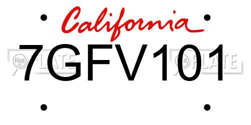 7GFV101 California License Plate