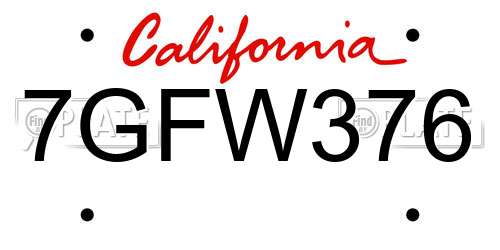 7GFW376 California License Plate