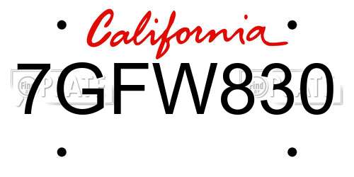 7GFW830 California License Plate