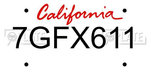 7GFX611 California License Plate