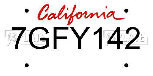 7GFY142 California License Plate