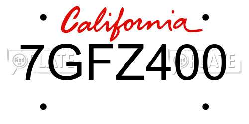 7GFZ400 California License Plate