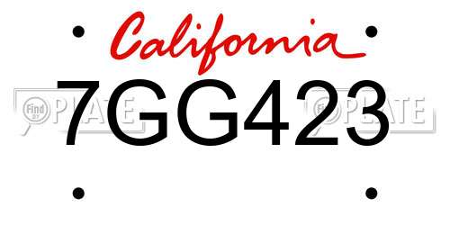 7GG423 California License Plate