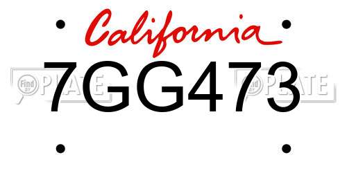 7GG473 California License Plate