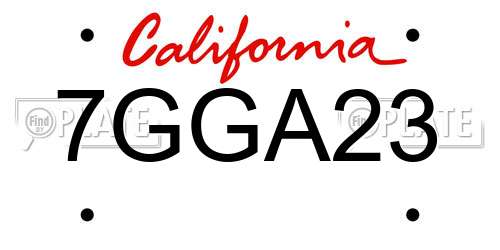 7GGA23 California License Plate