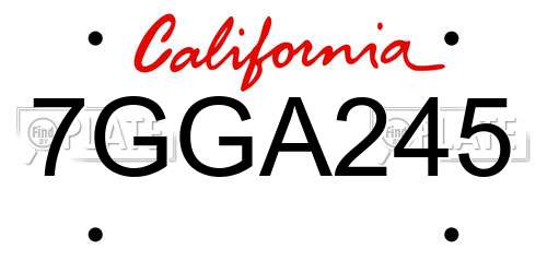 7GGA245 California License Plate