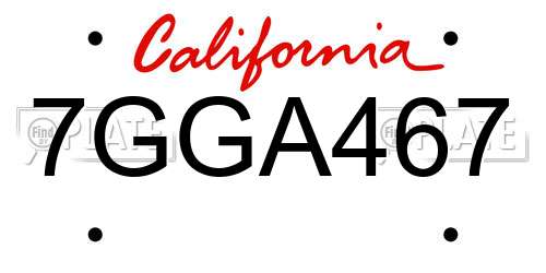 7GGA467 California License Plate