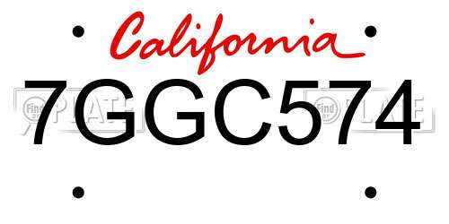 7GGC574 California License Plate