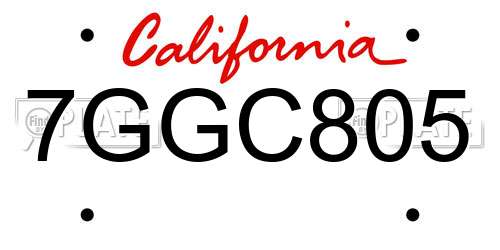 7GGC805 California License Plate