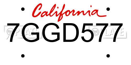 7GGD577 California License Plate