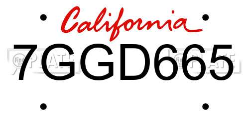 7GGD665 California License Plate