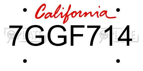 7GGF714 California License Plate