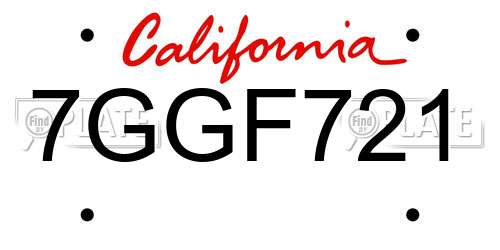 7GGF721 California License Plate