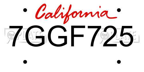 7GGF725 California License Plate