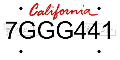 7GGG441 California License Plate