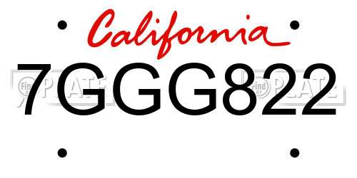 7GGG822 California License Plate
