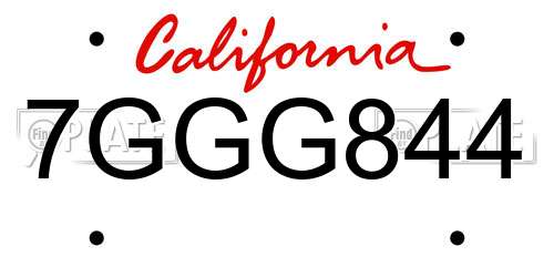 7GGG844 California License Plate