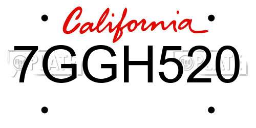 7GGH520 California License Plate