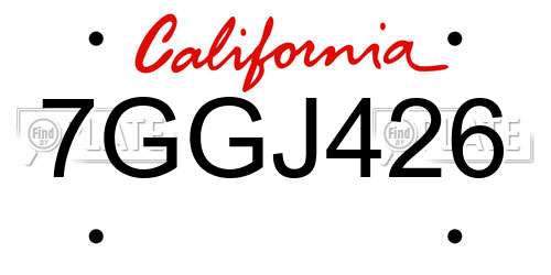 7GGJ426 California License Plate