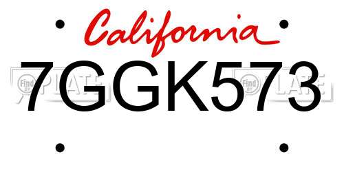 7GGK573 California License Plate