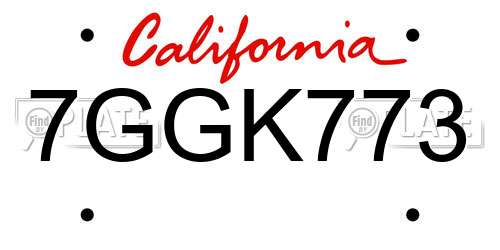 7GGK773 California License Plate