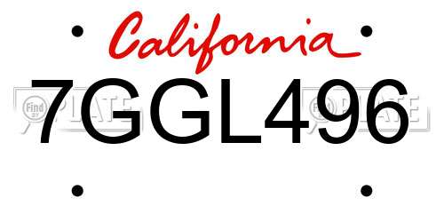 7GGL496 California License Plate