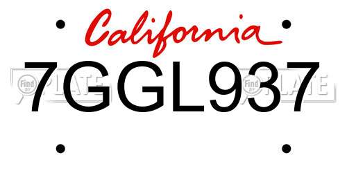 7GGL937 California License Plate