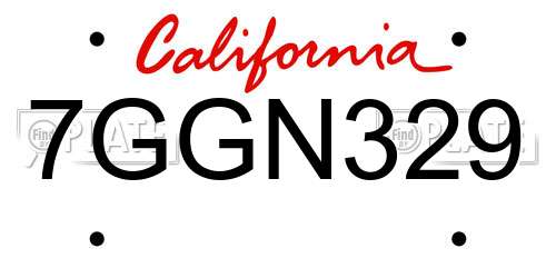 7GGN329 California License Plate