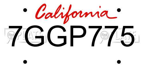 7GGP775 California License Plate