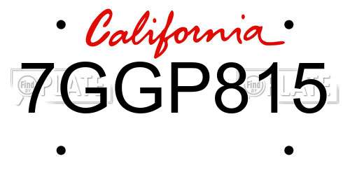 7GGP815 California License Plate