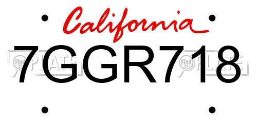7GGR718 California License Plate