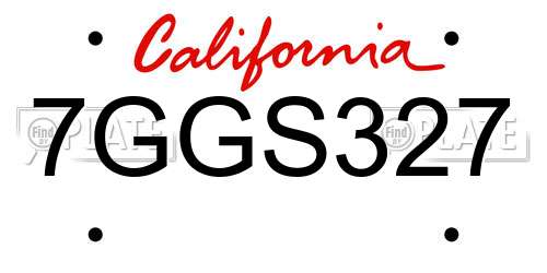 7GGS327 California License Plate
